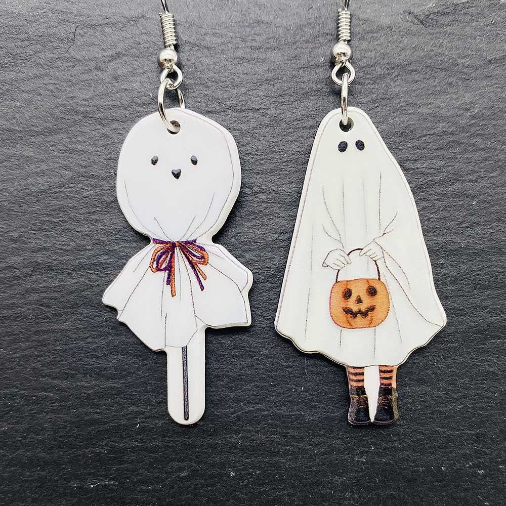 Acrylic Halloween Bat Coffin Plate Earrings (Minimo de Compra 2) MIC-ChenY018