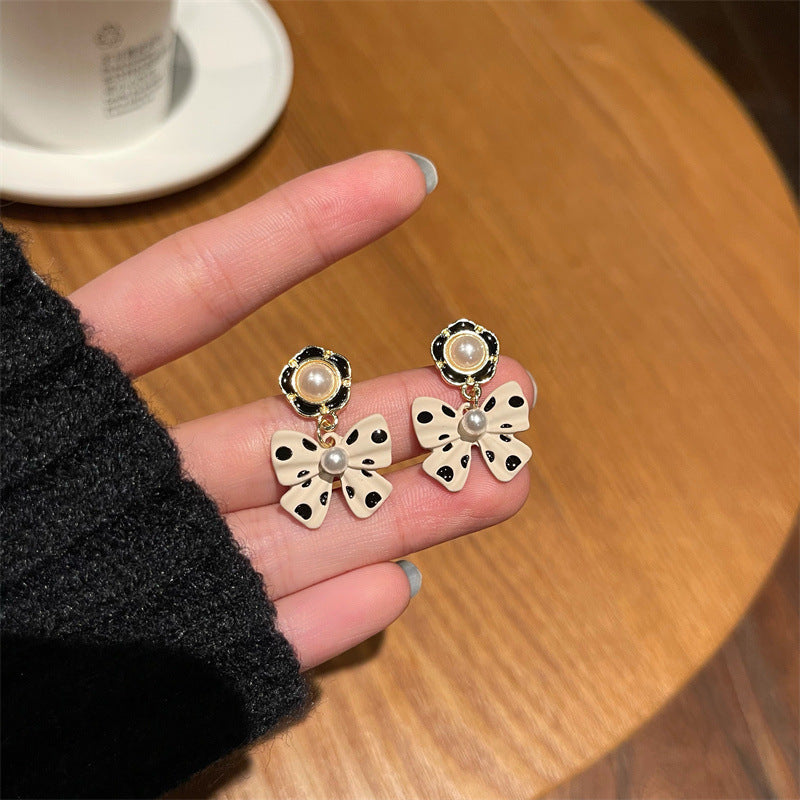 Alloy polka dot bow earrings MIC-TTSP012