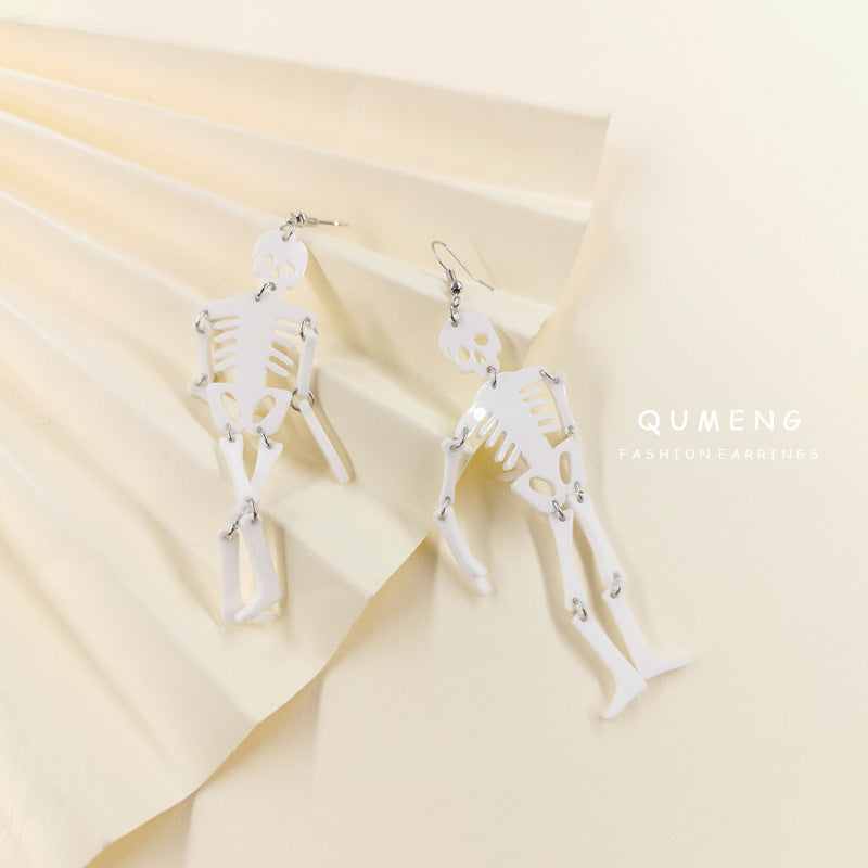 Acrylic Skull Long Earstuds (Minimo de compra 2) MIC-QinM005