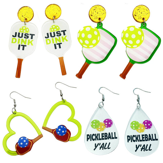 Alloy acrylic sports racket earrings (Minimo de compra 2) MIC-HeY003