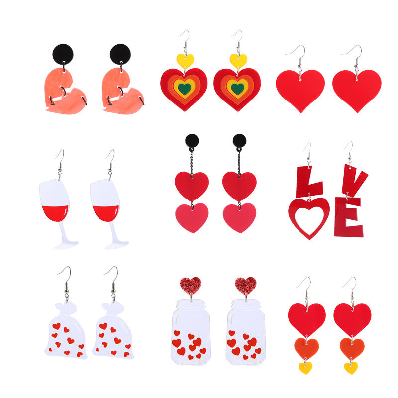 Acrylic Red Love Earrings (Minimo de Compra 2) MIC-ChouT041