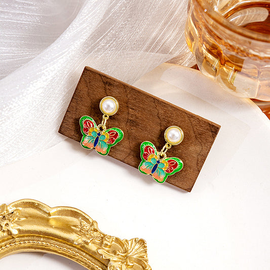 Alloy green love pearl earrings MIC-MDD157