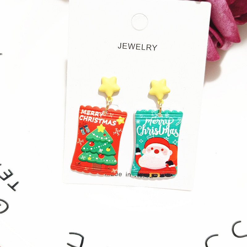 Earring Resin Christmas Santa Claus Simulation Candy Xingj017