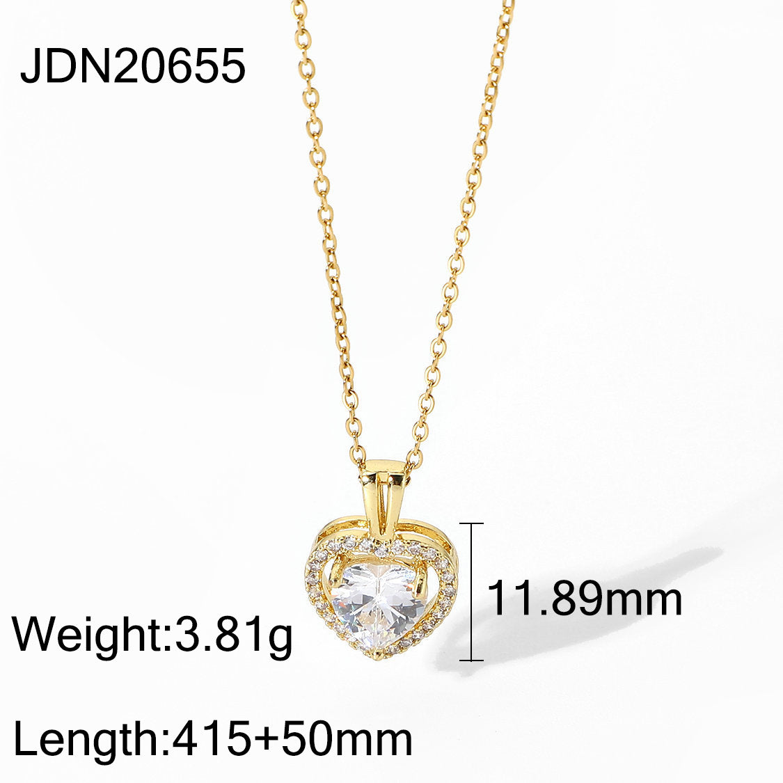 Stainless Steel Gold Plated Heart Necklace MIC-JieD012