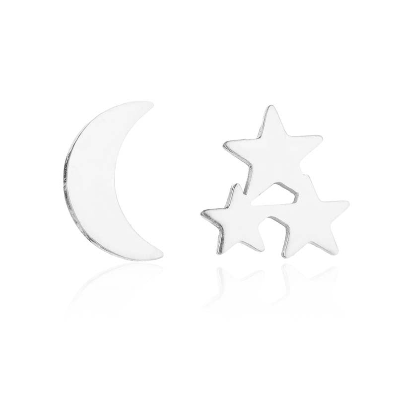 Stainless Steel Pentagram Moon Earrings SS026