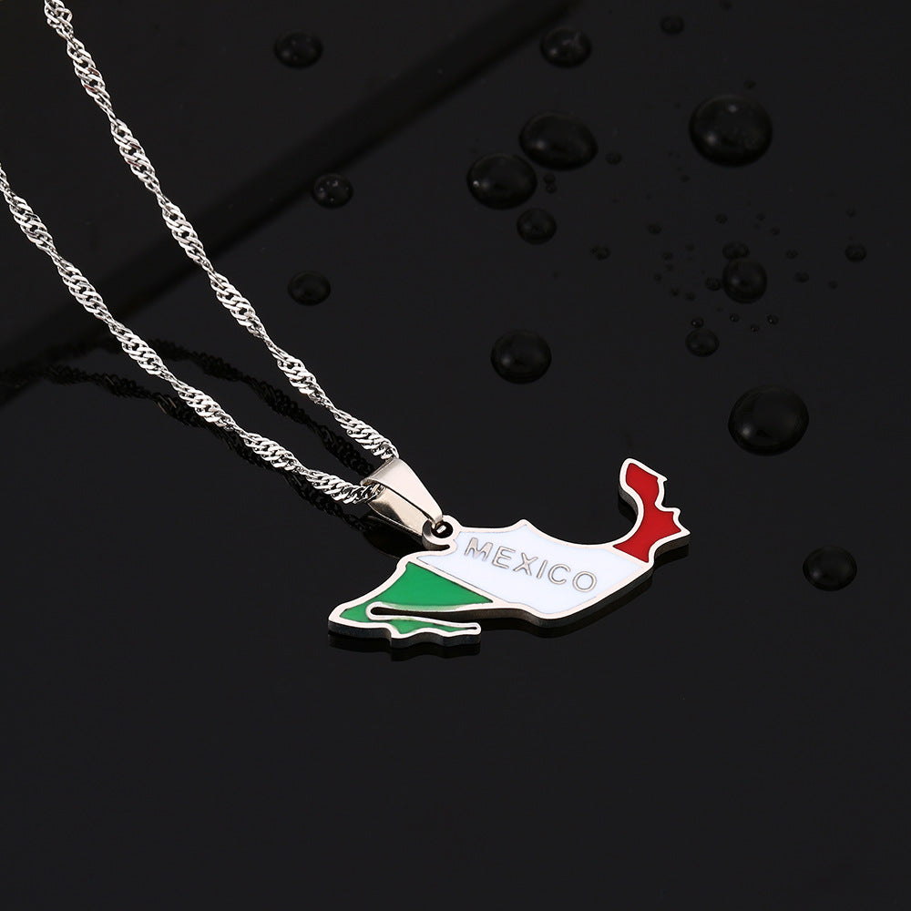 Necklaces Stainless Steel Map Mexico HongZ004