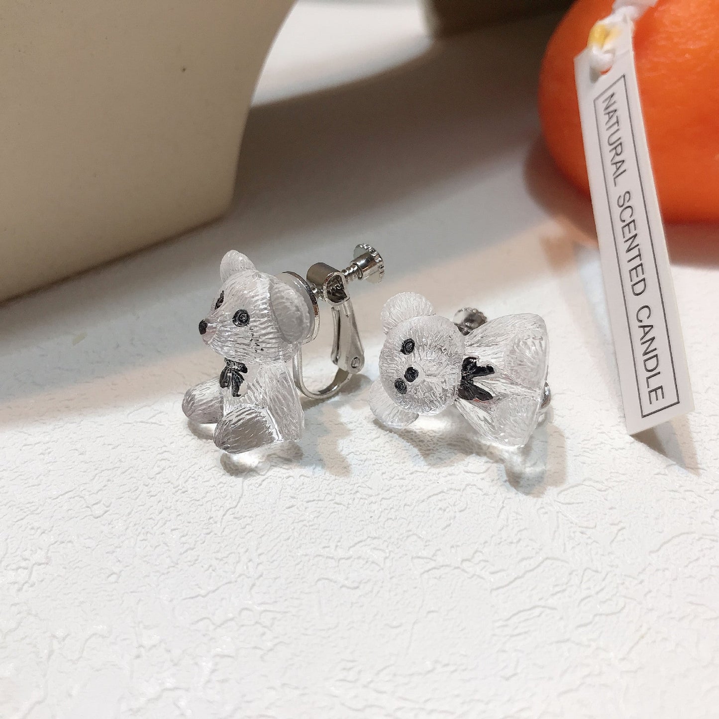 Resin bow bear earrings MYA-YiJ015