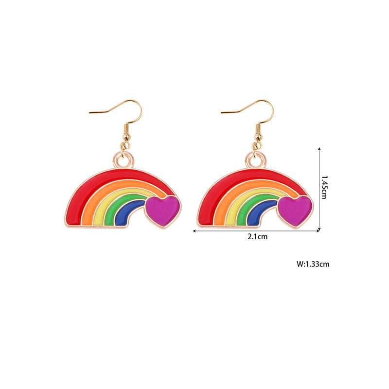 Alloy Rainbow Oil Dropping Earrings MIC-YiY004