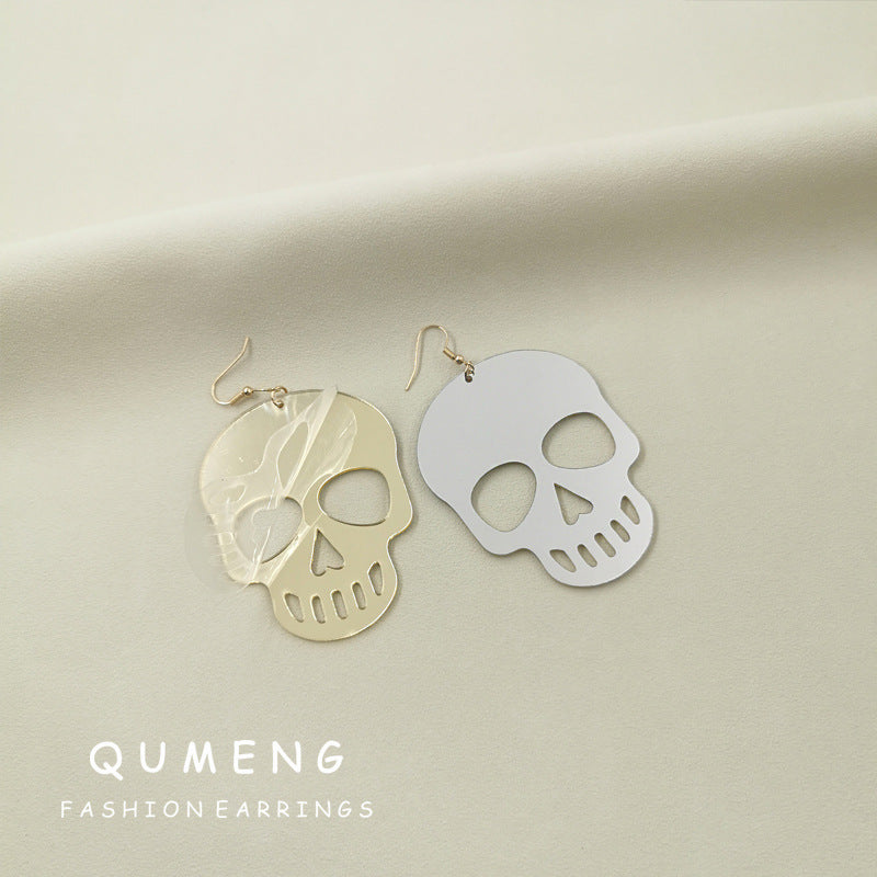 Acrylic Mirror Skull Head Earrings (Minimo de Compra 2) MYA-QingM035