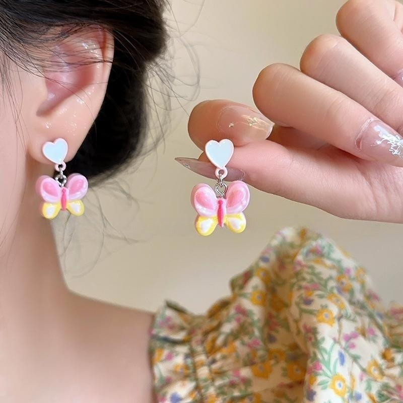 Alloy colored butterfly earrings (Minimo de Compra 3) MIC-HanY019