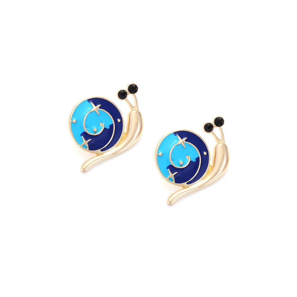 Alloy Drip Oil Starry Sky Snail Earrings MIC-ManY031