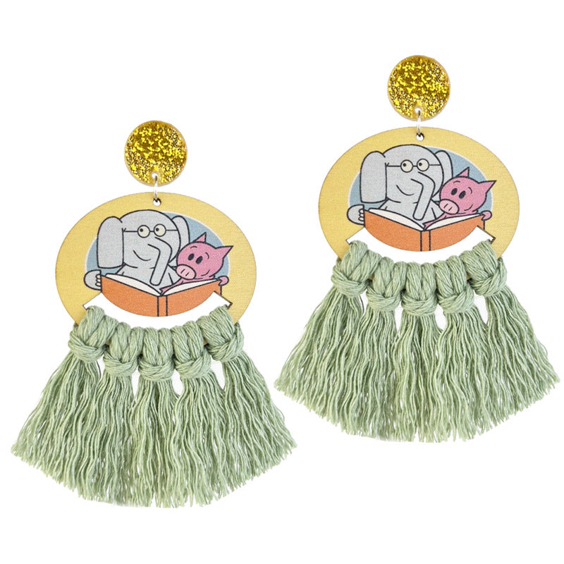 Alloy acrylic reading pencil earrings (Minimo de compra 2) MIC-HeY002