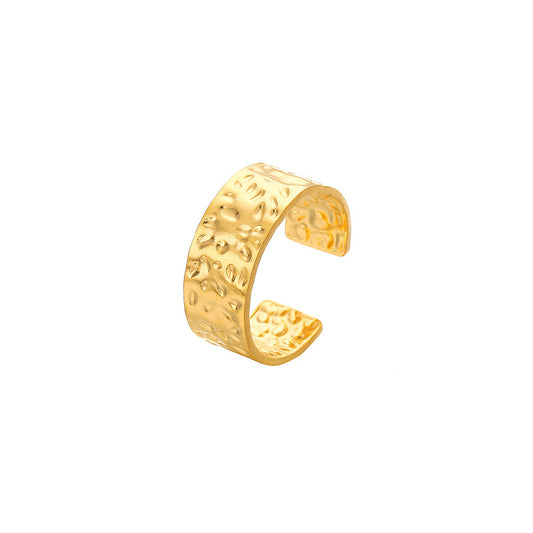 Gold-plated stainless steel wide-brimmed hammer ring （Minimo de compra 3）MIC-JieY009