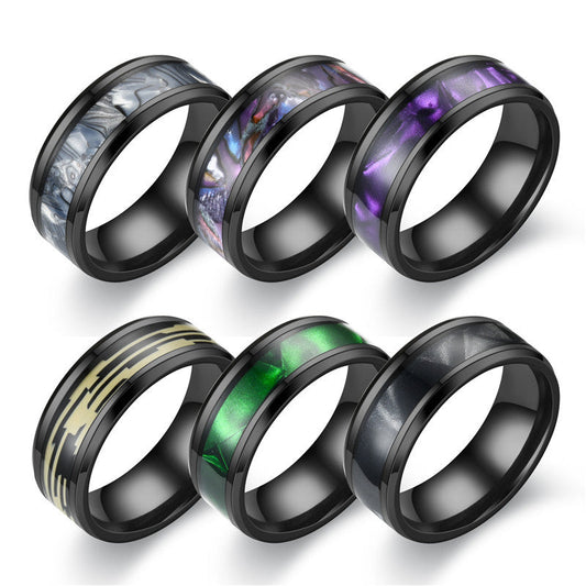 Stainless steel colorful purple colorful shell ring MIC-TS018