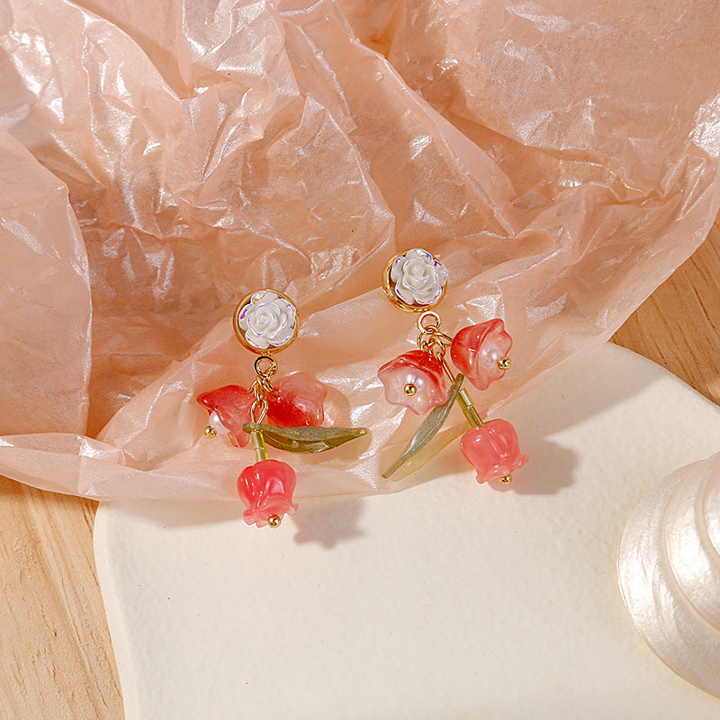 Alloy Sweet Bell Orchid Earrings MIC-MDD156