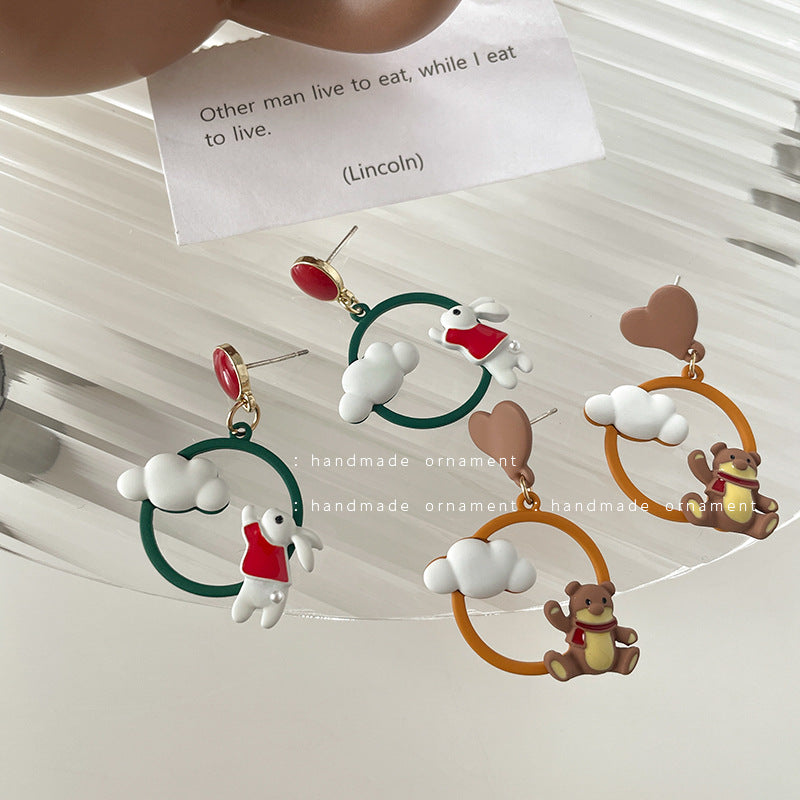 Resin Cloud Love Little Bear Earrings (Minimo de compra 2) MIC-TQL011