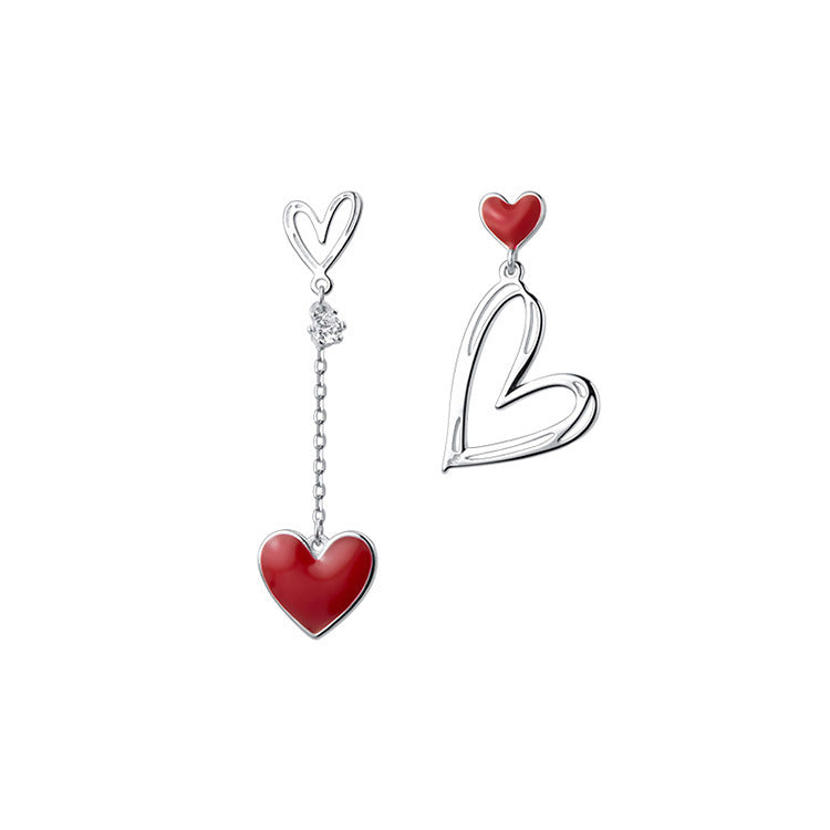 Alloy asymmetric love earrings (Minimo de compra 2) MIC-WeiH001