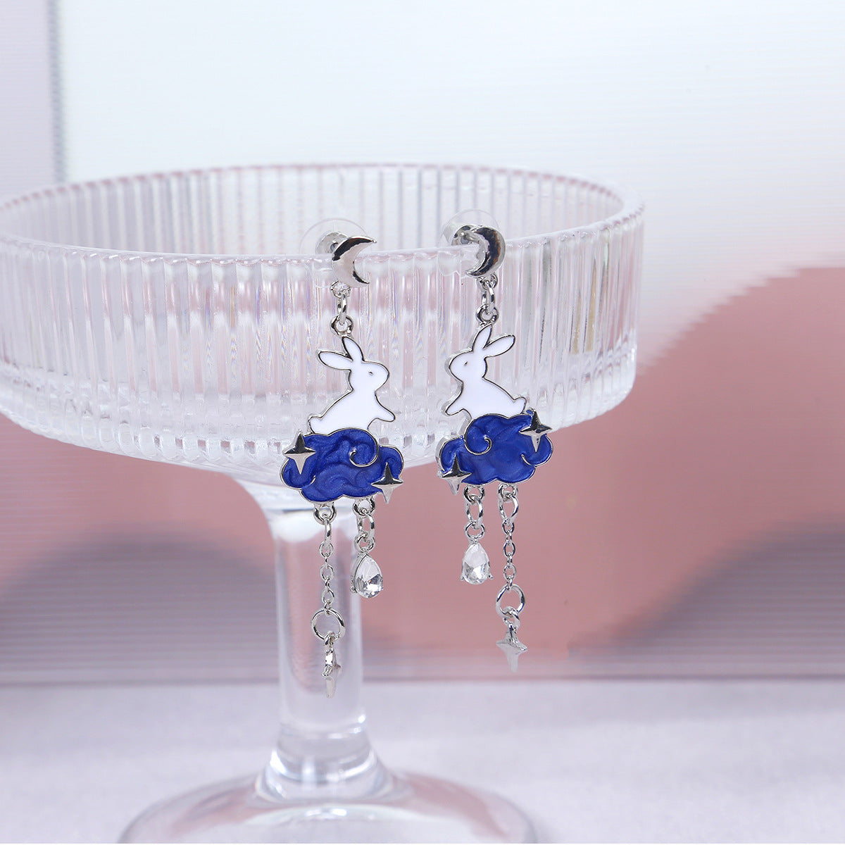 Alloy Dripping Oil Cloud Rabbit Earrings MYA-MDD183