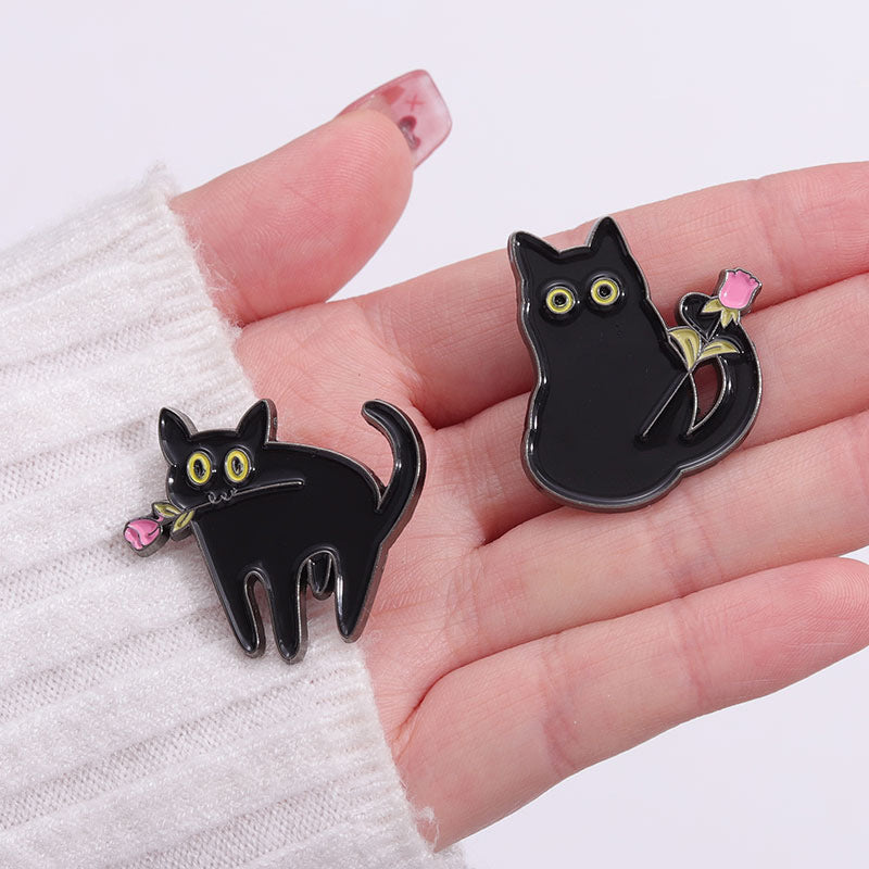 Alloy black cat brooch MIC-QiH002