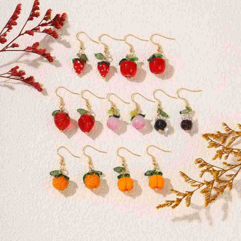 Alloy Pink Peach Strawberry Earrings (Minimo de compra 2) MIC-KuL004