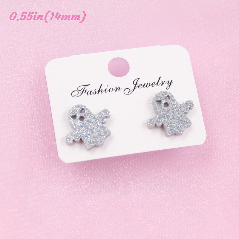 Acrylic Spider Pumpkin Ghost Bat Earrings (Minimo de compra 5) MIC-XiaoY052