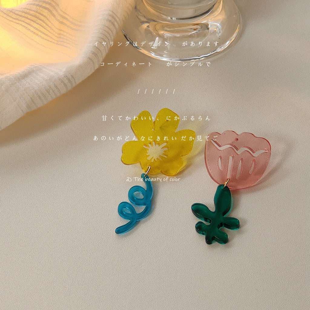 Alloy transparent flower earrings MYA-LiangM010