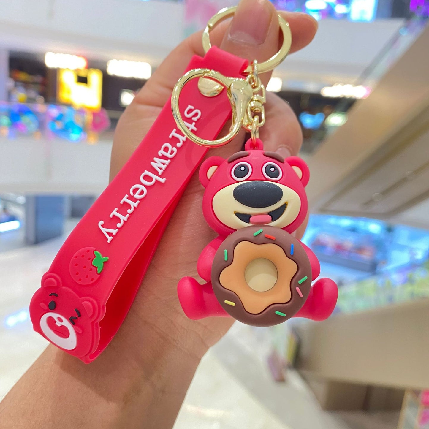 PVC Greedy Strawberry Bear Cartoon Keychain (Minimo de Compra 2) MIC-PengY025