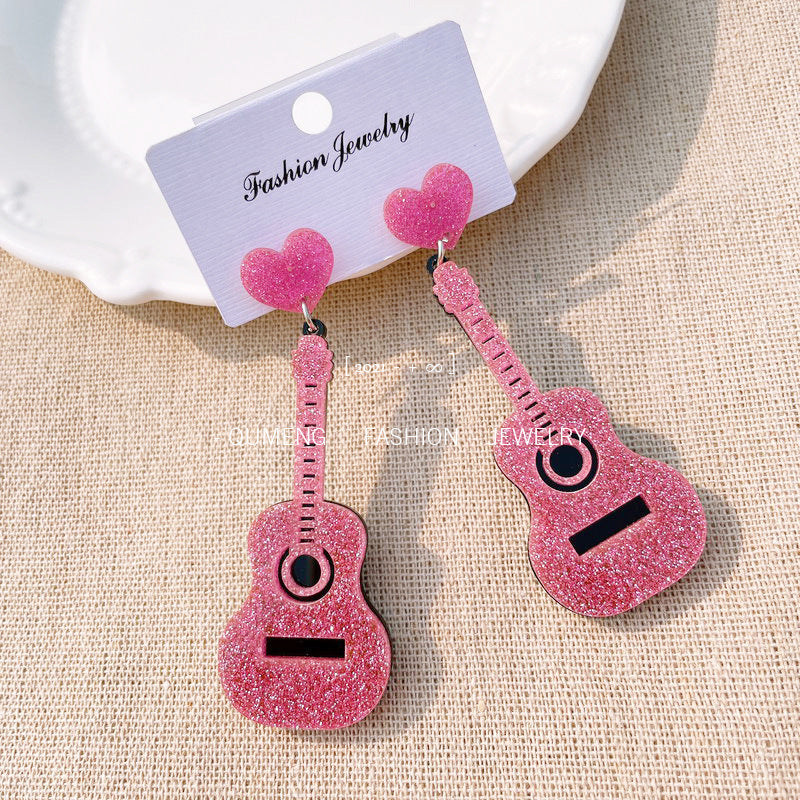 Acrylic guitar earrings (Minimo de Compra 3) MYA-OuG039