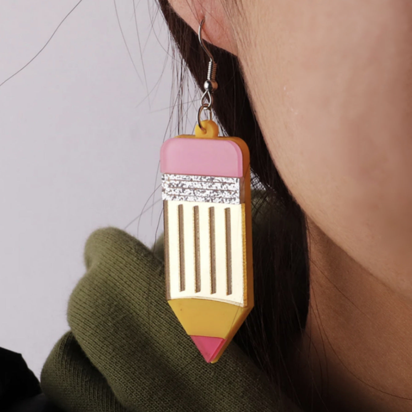 Alloy resin simulation sharpening pen earrings (Minimo de compra 5) MIC-AoY002