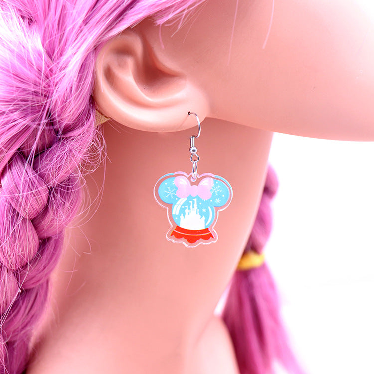 Acrylic Castle Crystal Ball Earrings (Minimo de compra 5) MIC-XiaoY032