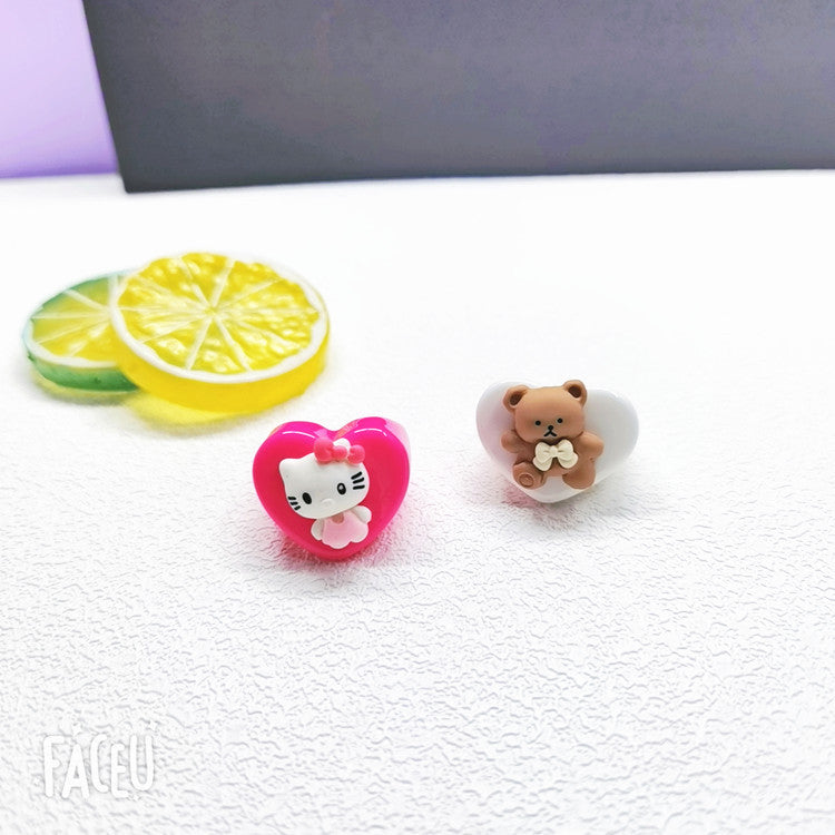 Resin Peach Bear Ring MIC-JianY003