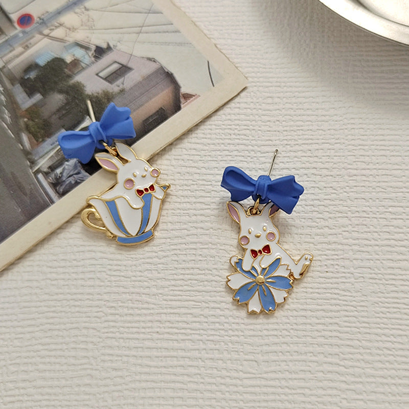 Alloy bow rabbit earrings (Minimo de Compra 2) MYA-BLD057