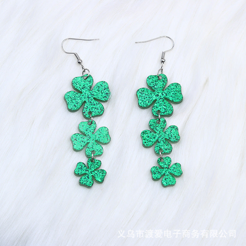 Acrylic Clover Hat Butterfly Earrings MIC-DuAi006