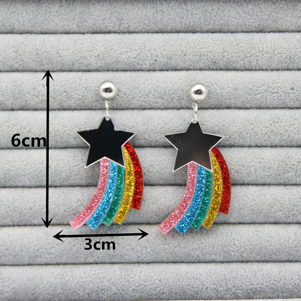 Acrylic pentagram Rainbow Earrings (Minimo de compra 2) MIC-XiangE003