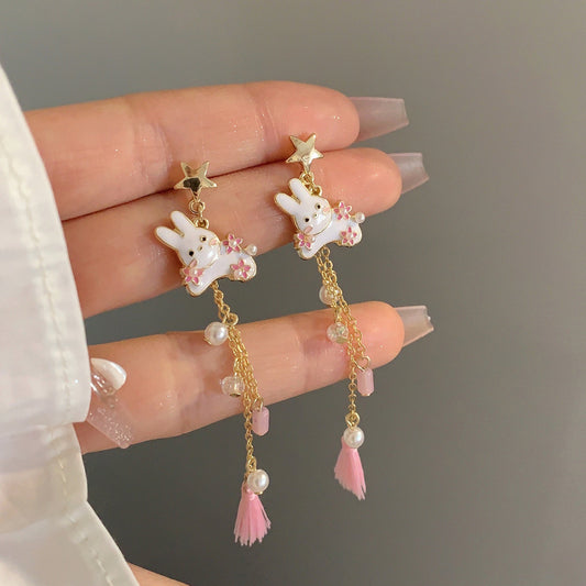 Alloy pink tassel earrings (Minimo de compra 2) MIC-YBY029