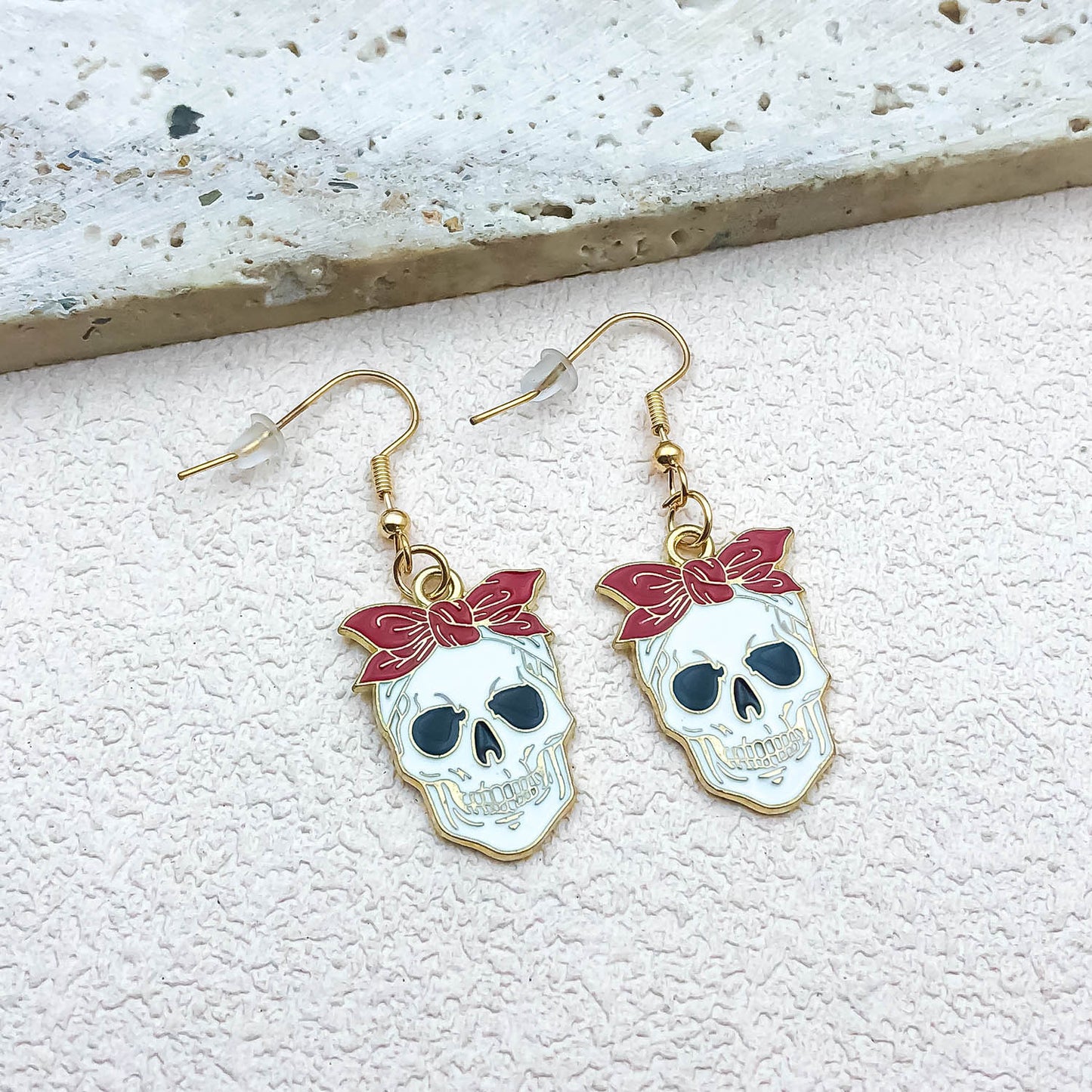 Alloy Halloween Bow Skull Earrings (Minimo de compra 5) MIC-OuL007