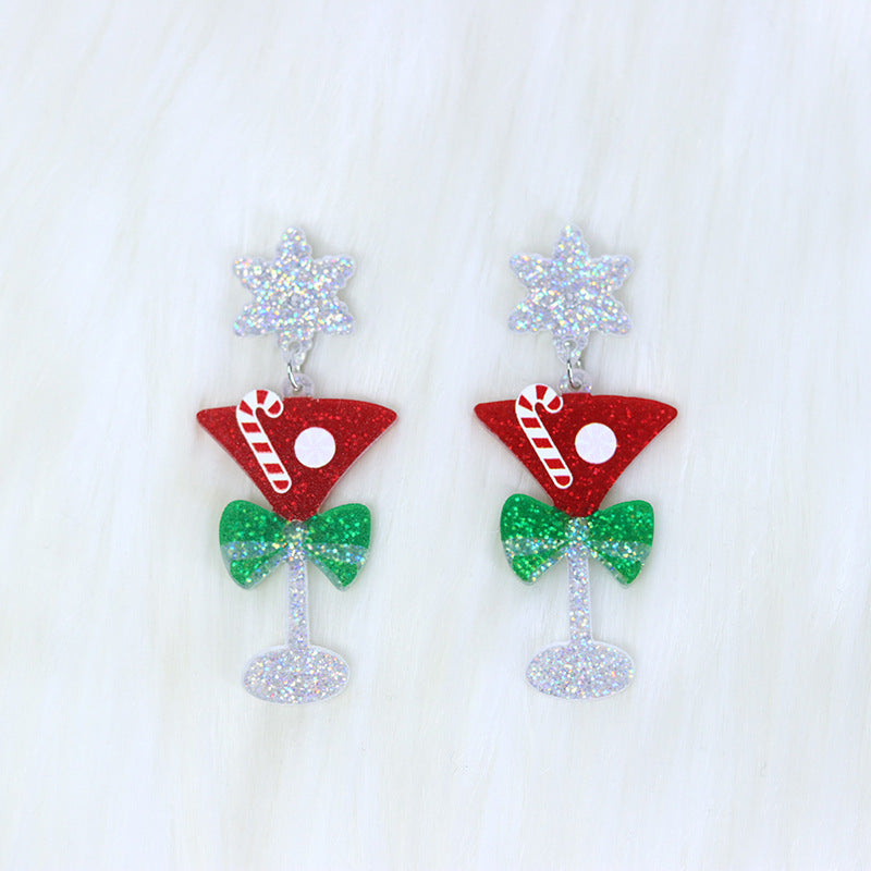 Alloy New Christmas Elk Snowflake Earrings (Minimo de Compra 2) MIC-DuA057