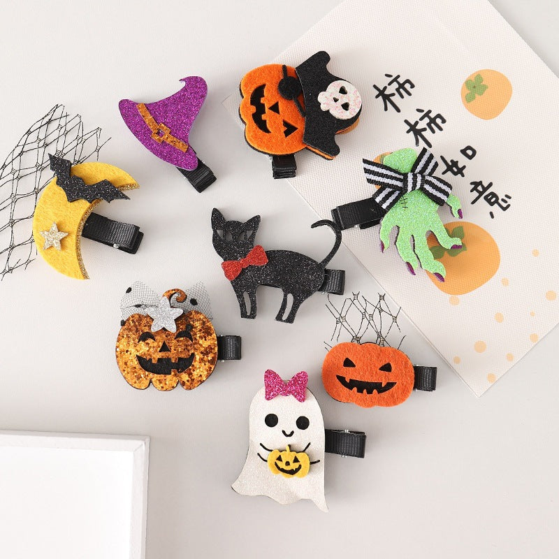 Plastic Halloween Pumpkin Ghost Hand Hair Clip MIC-JieD029