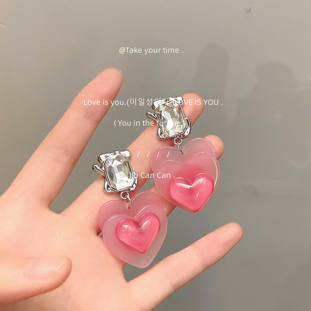 Alloy pink heart earrings MIC-LiangM003