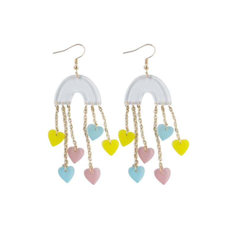 Acrylic pink sequin love letter earrings (Minimo de Compra 2) MIC-QingM019