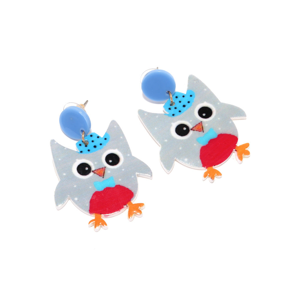 Alloy printed chicken earrings MIC-ManY022