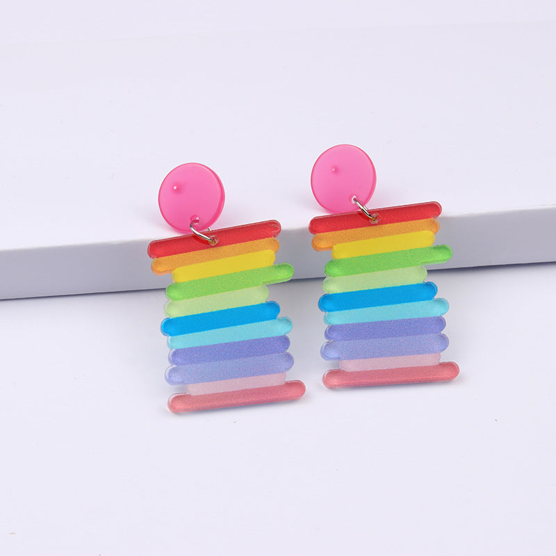 Acrylic Rainbow Boat Earrings MIC-DuA086