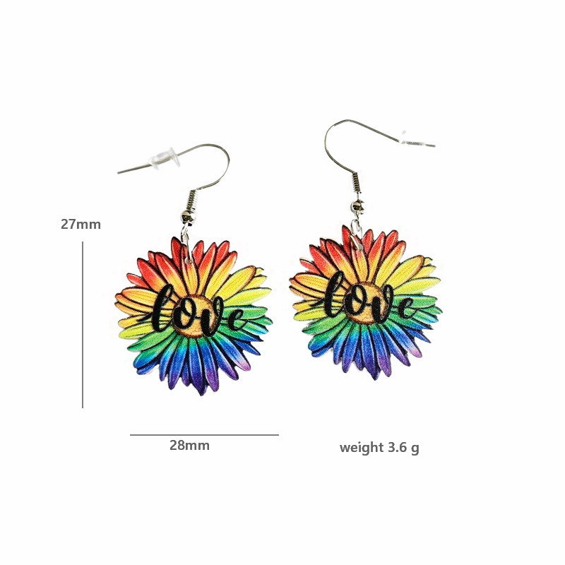 Acrylic Seven Color Rainbow Earrings MYA-XueP082