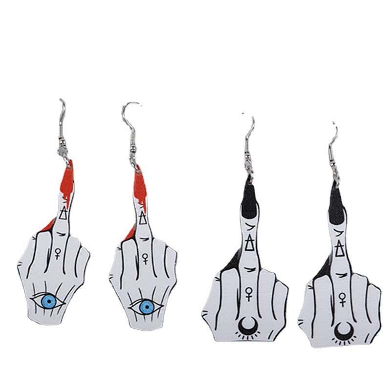 Acrylic Middle Finger Evil Eye Earrings MIC-ChouD037