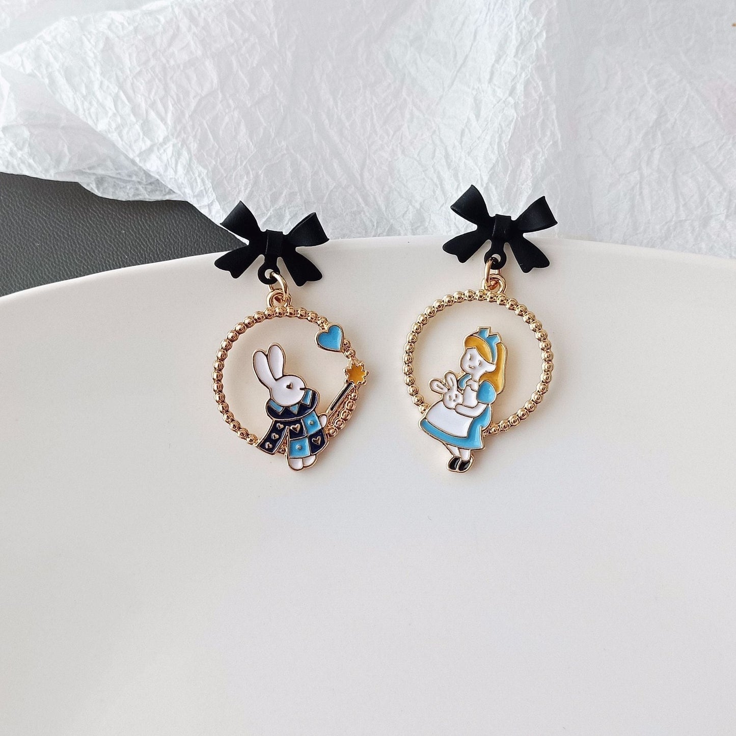 S925 Silver Needle Alloy Enamel Paint Bow Earrings (Minimo de compra 2) YKT001