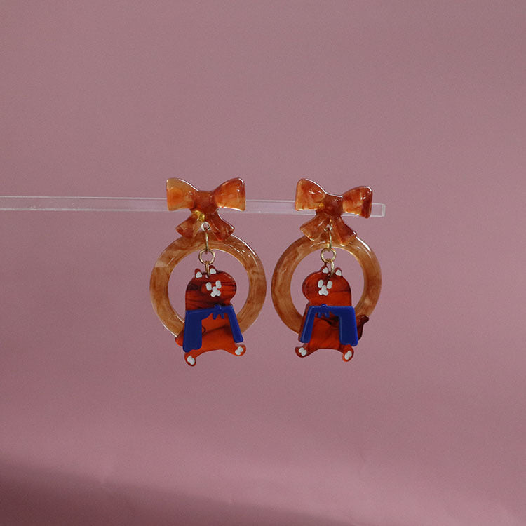 Acrylic cartoon bear cat earrings MIC-QingJ026