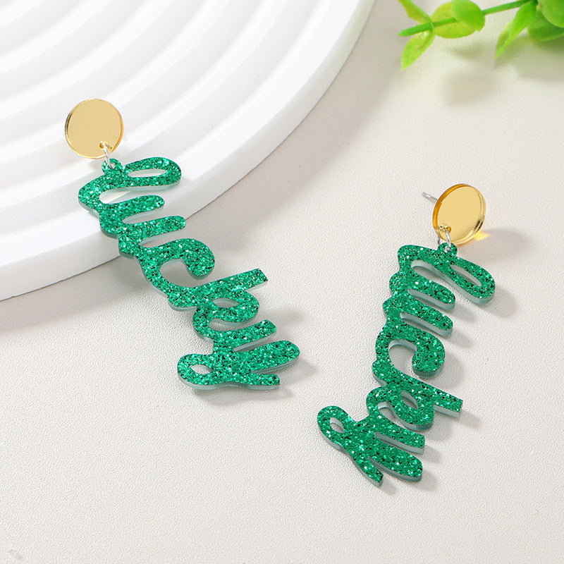 Acrylic Letter Lucky Earrings MIC-KaiQ007