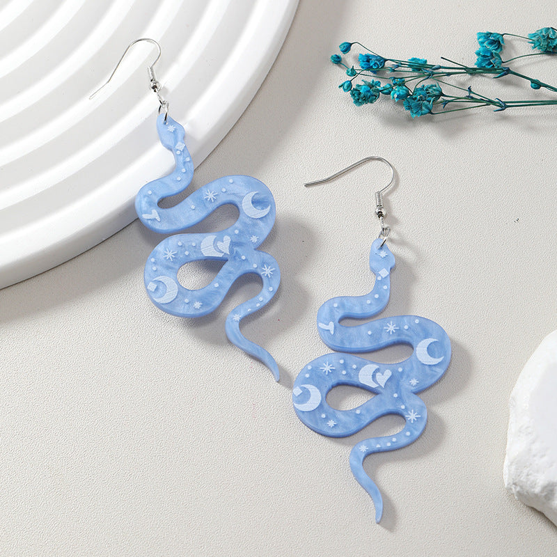 Acrylic Python Star Moon Earrings MIC-KaiQ019