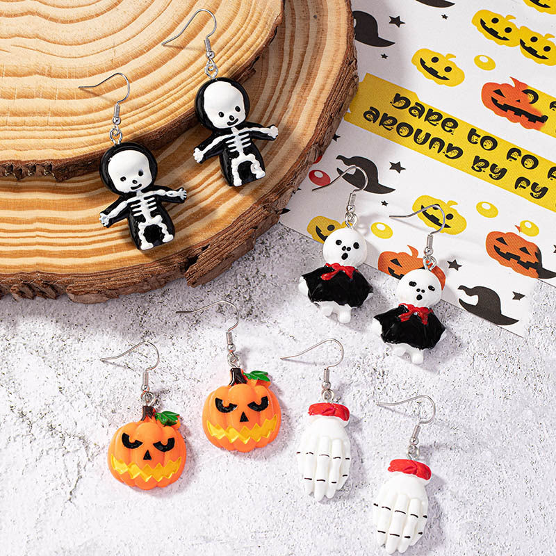 Alloy cartoon funny pumpkin ghost earrings MYA-JLD011