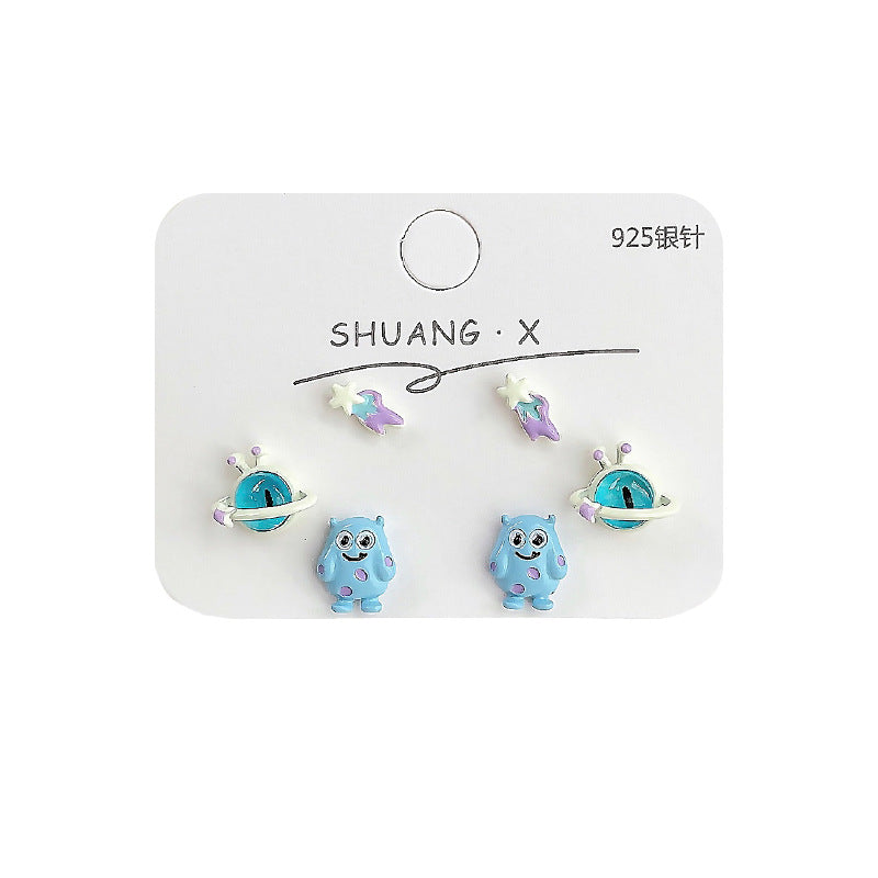 Alloy blue small monster earrings MYA-ShuangX038